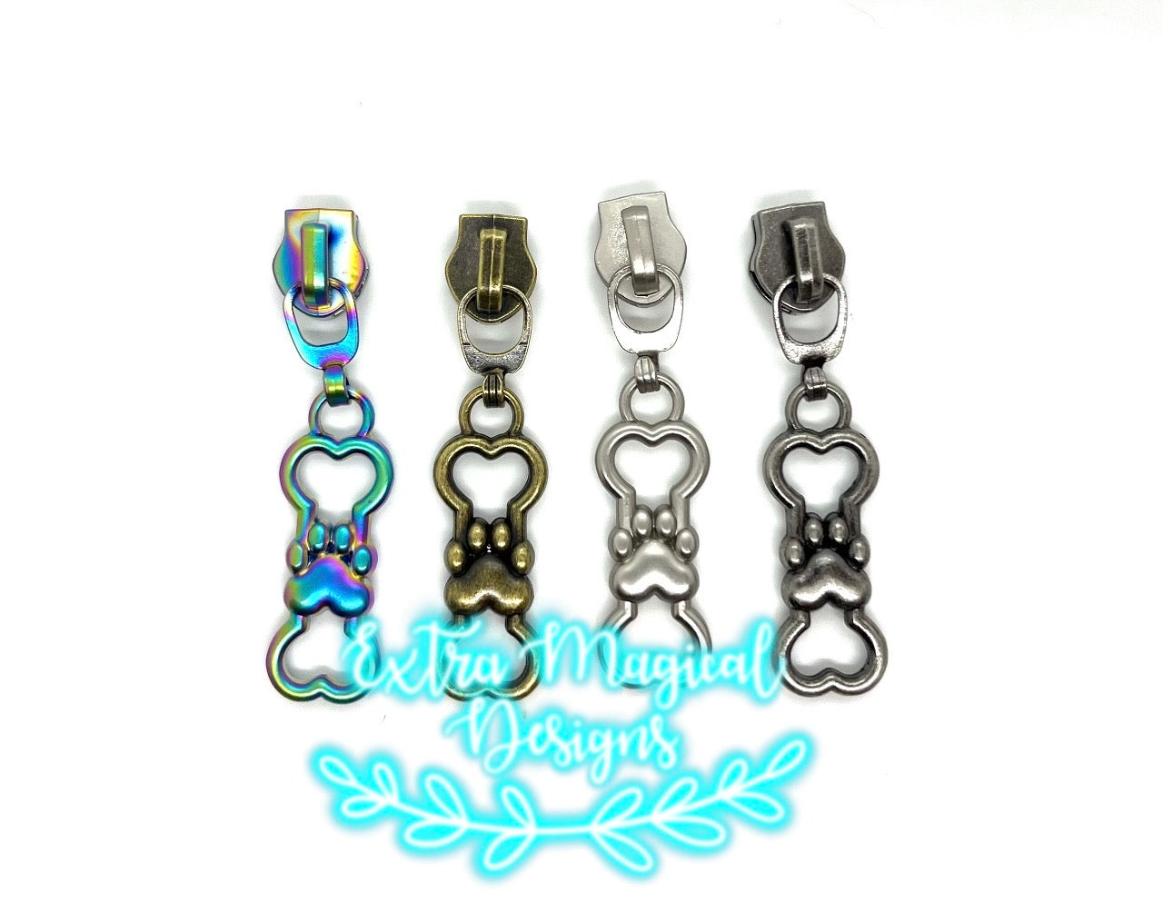 Pets Paw Print Dog Bone Zipper Pull - #5