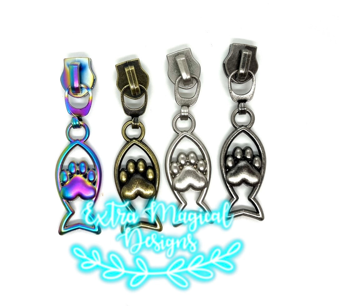 Pets Paw Print Cat Fish Zipper Pull - #5
