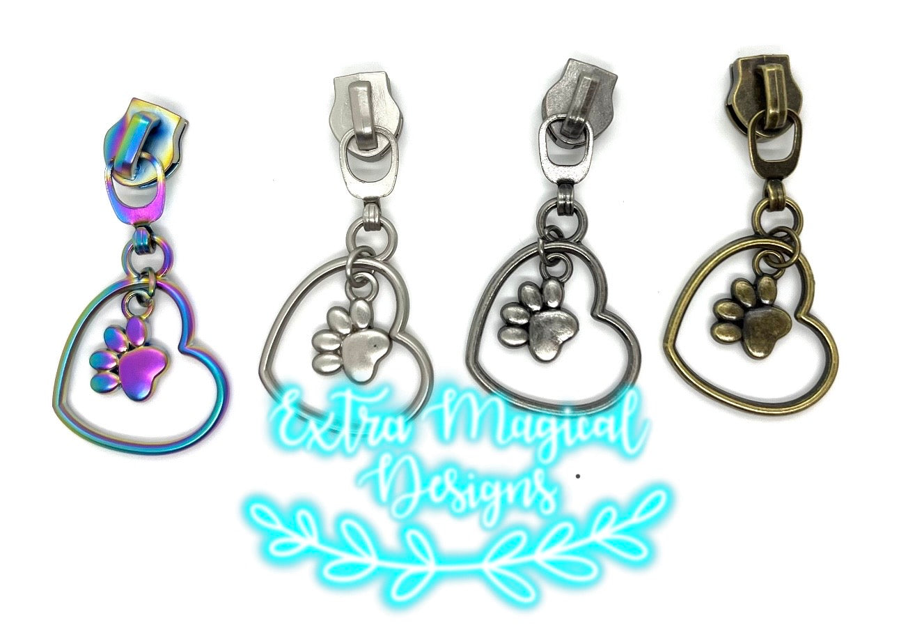 Pets Paw Print Heart Zipper Pull - #5